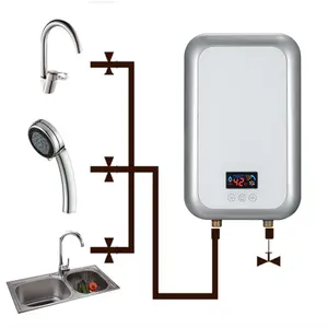 Temperatura constante ELCB Wall Mounted On Demand Elétrica Tankless Chuveiro Instantâneo Banho Aquecedor De Água Quente Geyser