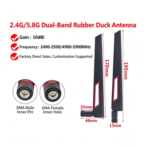 Antena Omnidireccional de Goma Plegable de Doble Banda 2.4G 5.8G de 10DBi Premium con Conector SMA Macho para <span class=keywords><strong>Router</strong></span> <span class=keywords><strong>WiFi</strong></span> IoT Zigbee - Product Image 2
