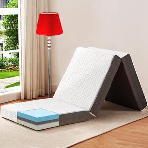 Kasur lipat tiga 4 inci portabel, kasur quilt, tempat tidur tamu, berkemah, portabel, dengan penutup yang dapat dilepas, busa memori, alas lantai - Product Image 1