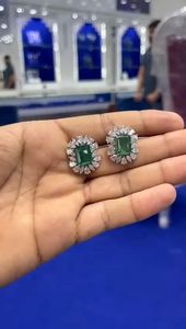 6.00CT <b>Emerald</b> Pear Cut Lab Grown Diamond <b>Stud</b> <b>Earrings</b> 14K Yellow Gold IGI Certified Gold Bridal Wedding Anniversary Party Fine - Product Image 1