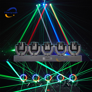 5-Head XY Rotating 180W LED Moving Head Beam DJ Disco Light DMX512 Voice Control RGBW Beam + <strong>Green</strong> <strong>Laser</strong> for Party Bar Christmas - Product Image 6