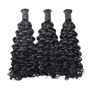 Cheveux humains en vrac pour tresses bohèmes bouclées profondes 1B, 12-26 pouces, 100g, double tirage, Remy, trame alignée à la main avec cuticules intactes - Product Image 1