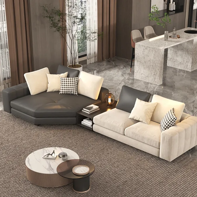 Foshan high end nubuck leather new model sofa sets luxury lounge living room furniture tufted leather sectional sofa set