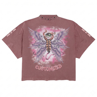 Camiseta Personalizada de 300 g/m², 100% Algodón, con Cuello Perforado, Estampado Gráfico, Corte Cuadrado, Estilo Urbano, Oversize