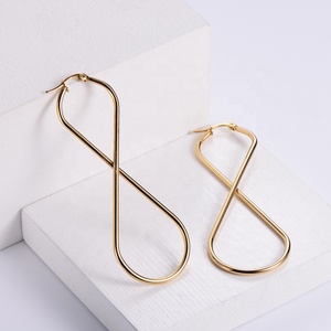 Pendientes creativos de 8 formas para mujer, aretes coreanos de acero inoxidable, aretes de compromiso chapados en <span class=keywords><strong>oro</strong></span> de 18k para mujer 2022 - Product Image 6