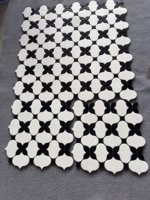 Mosaïque en marbre blanc et noir poli, pierre naturelle, design pour salle de bain, cuisine, salon, sol