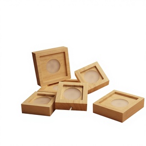3D LED Modern Square Wooden Night <b>Light</b> Base Warm White <b>Plug</b>-<b>In</b> for Bedroom Table Lamp - Product Image 3