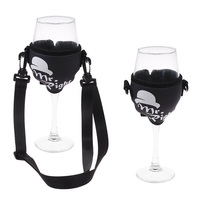 Isolateur de verre à vin réglable Porte-boisson Manchon en néoprène pour gobelet à vin avec sangle de cou