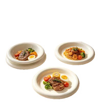 Assiette plate Fufu en fibres végétales, motif champignon blanc, compatible micro-ondes, style Instagram moderne, pour petit-déjeuner et gâteaux à la française