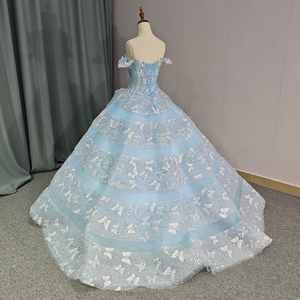 Jancember 6777 Bling Sky Blue Butterfly Vestidos de fiesta de noche para mujer Vestidos - Product Image 4