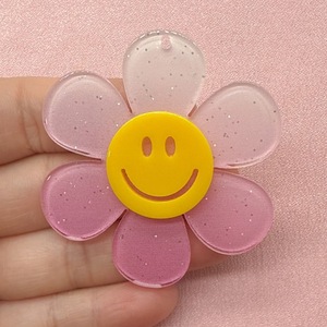 Pendentif Fleur Jaune en Acrylique à 5 Pétales 30mm Transparent Clair Paillettes Dégradées Chaîne de Téléphone Charme Porte-clés Accessoire DIY - Product Image 3