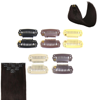 Accessoires pour perruques humaines : Clip de fixation pour extensions de cheveux en acier inoxydable à 6/8/9/10 dents, coloris Argent, Brun, Bronde, Noir, pour femmes