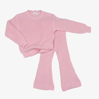 Ensemble pull et pantalon pour bébé, tricoté en coton 100%, surdimensionné, à manches longues, neutre, broderie personnalisée
