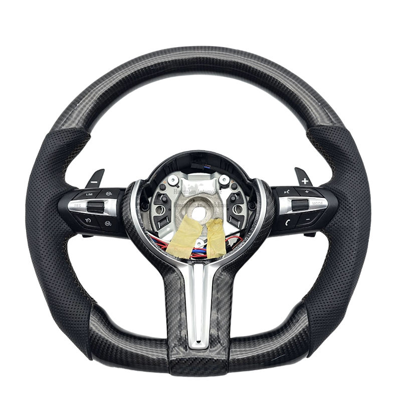 5 Series F10/F11/F18+Carbon+Leather+Trim+Stitch+Button+Paddle