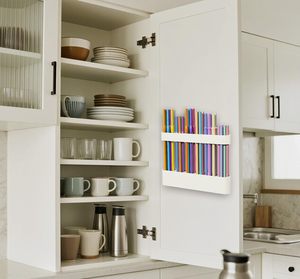 Straw Holder for Cabinet Door Silicone Straw Organizer for Cabinet Door <b>Kitchen</b> Cabinet Organizer Reusable Straws Dispenser - Product Image 5