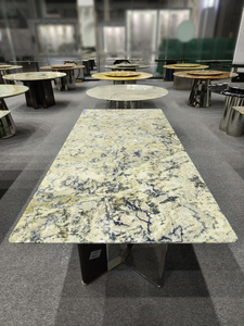 Elegantes muebles de mármol verde claro, mesas de comedor de piedra de gama alta para hoteles y espacios residenciales, piezas de lujo hechas a medida - Product Image 5