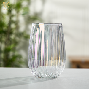 New Design Colorful Stripe Drinking Glasses Stemless <strong>Wine</strong> Glasses Milk Juice Water <strong>Tumbler</strong> - Product Image 2