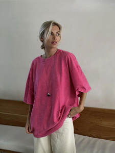 क्रॉस-बॉर्डर पुरुषों की महिलाओं की ग्रीष्मकालीन शॉर्ट-आस्तीन टी-शर्ट ढीली-फिटिंग आकस्मिक बाटिक गोल-गर्दन धोया पुरानी शैली मुद्रित पैटर्न - Product Image 4