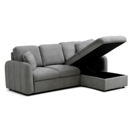 Canapé d'angle en tissu gris avec rangement, canapé-lit convertible pour salon, appartement, meubles de maison