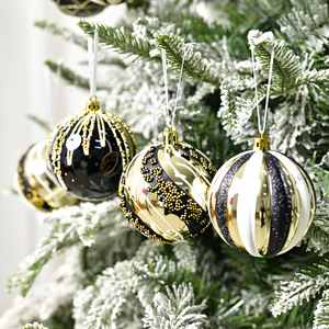 Décorations <span class=keywords><strong>de</strong></span> Noël, ensemble <span class=keywords><strong>de</strong></span> boules irrégulières électro-plaquées noires <span class=keywords><strong>et</strong></span> dorées, boîte <span class=keywords><strong>de</strong></span> boules <span class=keywords><strong>de</strong></span> décoration pour arbre <span class=keywords><strong>de</strong></span> Noël, ornements en plastique - Product Image 2
