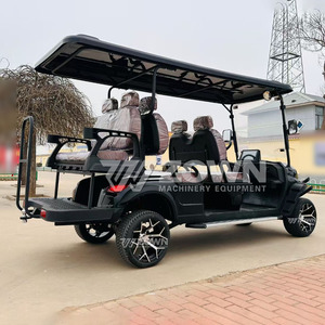 Carrito de Golf Extendido de 6 Plazas en Negro Brillante con Techo Retráctil y Asientos de Cuero Marrón de Lujo, Vehículo para Recorridos en Resorts - Product Image 5