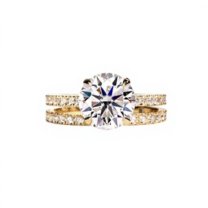 Bague de mariage personnalisée SGARIT en moissanite, 3 carats, taille brillant rond, monture pavée en or 14 carats, bijoux pour femme - Product Image 4