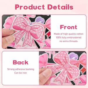 Pink Iron Sew on Patches Girls <b>Bow</b> Ties Applique for Clothes Dress Hat Jeans DIY Accessories Custom Logo Embroidered Patch - Product Image 3
