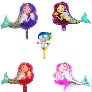 Wholesale Mini Pink Purple Red Cartoon Sea Mermaid Princess Foil Balloon Ocean Birthday Party Toys Decoration