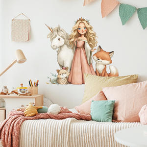 <span class=keywords><strong>Adesivi</strong></span> Murali 3D Impermeabili Personalizzati con Personaggi Cartoon Carini Cavallo Volpe Principessa per Cameretta Bambina - Product Image 4