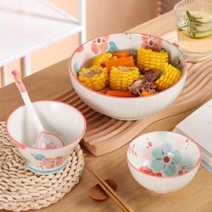 High-Value Sustainable <b>Ceramic</b> Dinnerware <b>Set</b> Spring Floral Pattern Bowl and Plate Collection Stocked - Product Image 1
