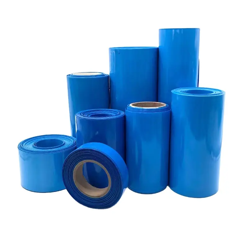 18650 21700 32700 30Mm-600Mm Lebar Baterai Lithium Panas Menyusut Tabung Li-ion Bungkus Penutup Kulit PVC Menyusut Pita Film Lengan