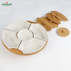 Fromage rond <span class=keywords><strong>en</strong></span> <span class=keywords><strong>bois</strong></span> <span class=keywords><strong>de</strong></span> bambou <span class=keywords><strong>de</strong></span> haute qualité Snack Petit déjeuner Salade Dessert Plateau <span class=keywords><strong>de</strong></span> fruits avec assiette <span class=keywords><strong>en</strong></span> céramique amovible Bol plats - Product Image 3