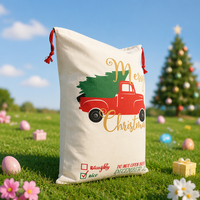Grand sac en toile pour le Père Noël, imprimé camion rouge et sapin de Noël, sac cadeau à cordon, ne pas ouvrir avant le 25 décembre, sac de rangement pour cadeaux de Noël
