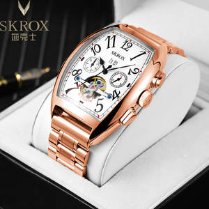 Skrox Tonneau Design montre-bracelet mécanique hommes Top Date en acier inoxydable 316L luxe mode automatique montres de haute qualité - Product Image 6
