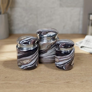 Modern Glass Spice <b>Jars</b> With Lids Round Glossy Design Capacity <b>Storage</b> Containers <b>For</b> <b>Kitchen</b> Use - Product Image 5