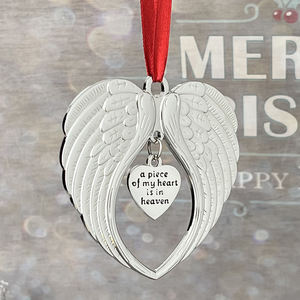 ที่กำหนดเอง 'ชิ้นส่วนของหัวใจของฉันอยู่ในรุ่น' ปีกนางฟ้าสีเงินเครื่องประดับคริสต์มาสวาดที่ระลึกสูญเสียคนที่คุณรักขายส่ง - Product Image 2