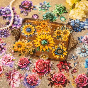 30 Sheets/pack of PET <strong>Stickers</strong>, Including 6 Materials for the Gem Blossoming Series Gem Flower Handnet - Product Image 4