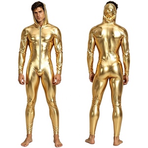 Combinaison Métallique Brillante pour Hommes, Costume de Cosplay pour Adultes, Combinaison Intégrale à Capuche avec Fermeture Éclair Frontale, Manches Longues, Catsuit Personnalisé - Product Image 3