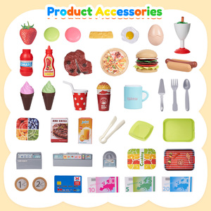 Ensemble de jeu de cuisine pour enfants : voiture à hamburgers, barbecue, accessoires alimentaires de simulation, chariot de rangement, jouets alimentaires pour enfants - Product Image 5