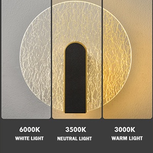 Lámpara de Pared Moderna Minimalista para Dormitorio u Hotel, Lámpara LED Acrílica Redonda Dorada, Regulable, con Soporte de Pared - Product Image 4