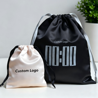 Sac de rangement de luxe en satin avec cordon de serrage, grande taille, personnalisable avec logo, pour chaussures, sacs à main et vêtements