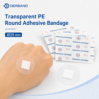 DERBAND OEM Pansement adhésif rond transparent en PE 25mm Stérile EO Emballé individuellement Imperméable Pansement ponctuel Marque privée