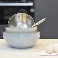 Cuvette colorée de nidification personnalisable de 3 pièces avec becs, ensemble de bols à mélanger en acier inoxydable pour pâte à salade et légumes et gâteau