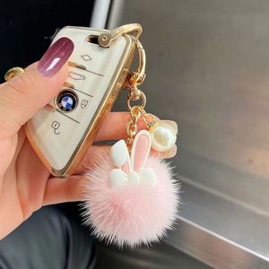 2025 New Plush Rabbit Keychain Cute Bunny Car Keychain Soft Pom Pom Keyring Wallet Handbag <b>Bag</b> Charm Decorative Accessories - Product Image 6