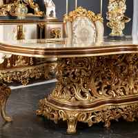 Ensemble de table et de chaises de salle à manger en bois de style baroque royal, ensemble de table à manger classique luxueux 8 places