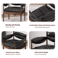 Nordic Denmark Stylist Komfort Einzelsofa Wohnzimmer Holz-Leder-Relaxsessel Umweltfreundlich Langlebig Hotel Zuhause Büro Apartment