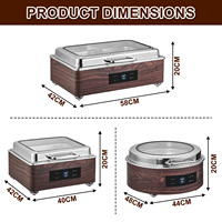 Chauffe-Plat Électrique Élégant en Bois avec Écran Numérique, Plat de Présentation pour Buffets, Idéal pour Hôtels de Luxe et Banquets de Mariage
