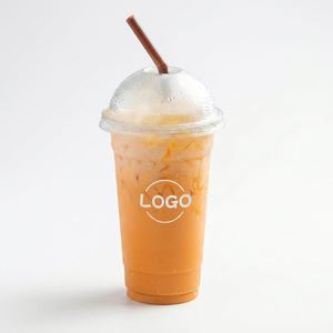 Gobelets jetables en plastique PET transparents de 107 mm, 32 oz, 1000 ml, avec couvercle et paille, personnalisables avec logo, pour boissons froides, bière, jus, milkshake - Product Image 1