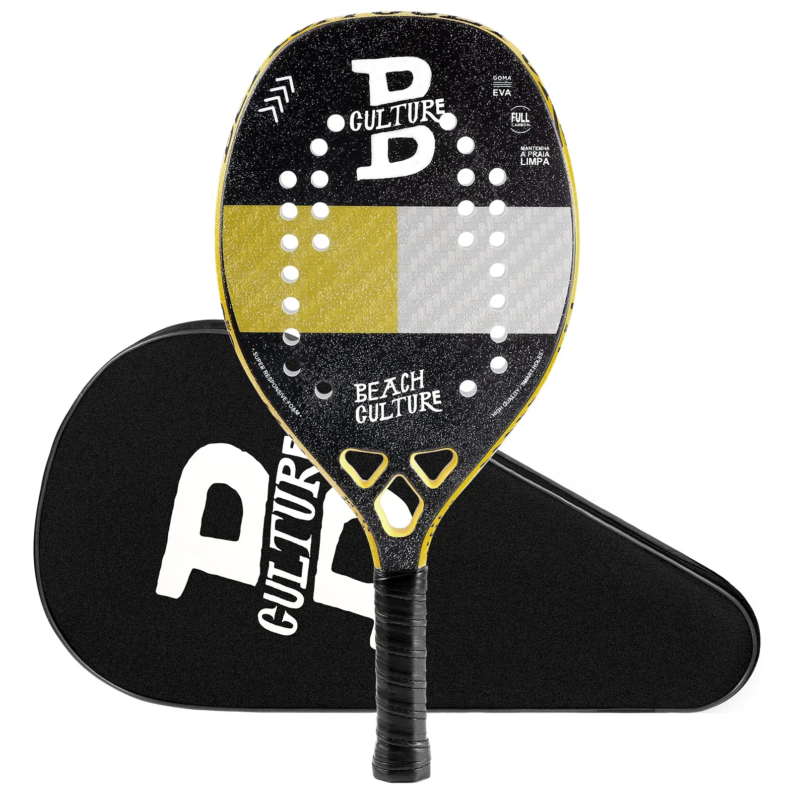 Beach Tennis Racquet With Carrying Bag Carbon Fiber 3k Racket