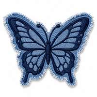 Lot de 3 patchs thermocollants en jean brodés papillon, appliques à franges rétro pour réparation et décoration de jeans, vestes, sacs, chaussures - Bleu